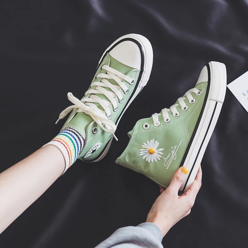 Кеды женские холщовые высокие кроссовки на шнуровке модная повседневная обувь