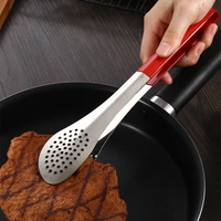 long handle stainless steel barbecue tongs kitchenware hollow cake clamp buffet steak salad clip kitchen deep fryer accessories