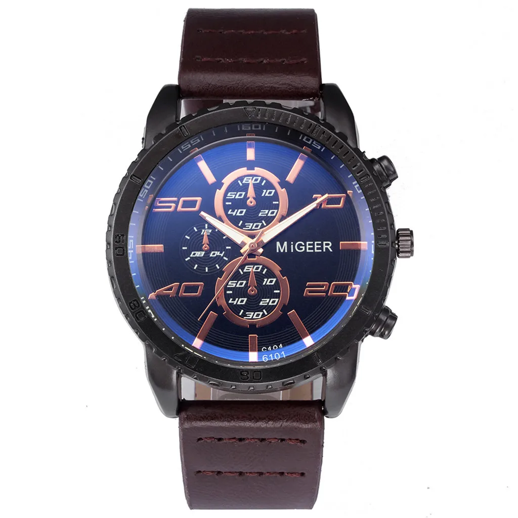 

Men's Luxury Business Watches High-End New Geneva Men's Leather Strap Stainless Steel Quartz Analog Watch relogio masculino