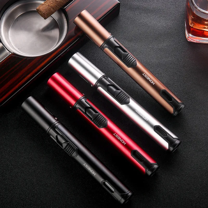 

Новинка 2021, металлическая ветрозащитная Зажигалка для кухни с синим пламенем, портативная ручка с распылителем, Бутановая Зажигалка для си...