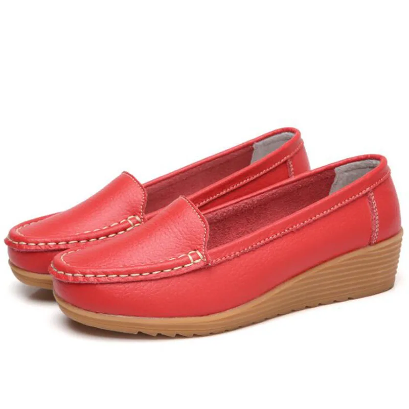 

Soft Bottom Women Wedge Genuine Leather Mother Shoes Comfort Oxford Shoes For Women Shoes Women Loafers Moccasins Plus Size 41