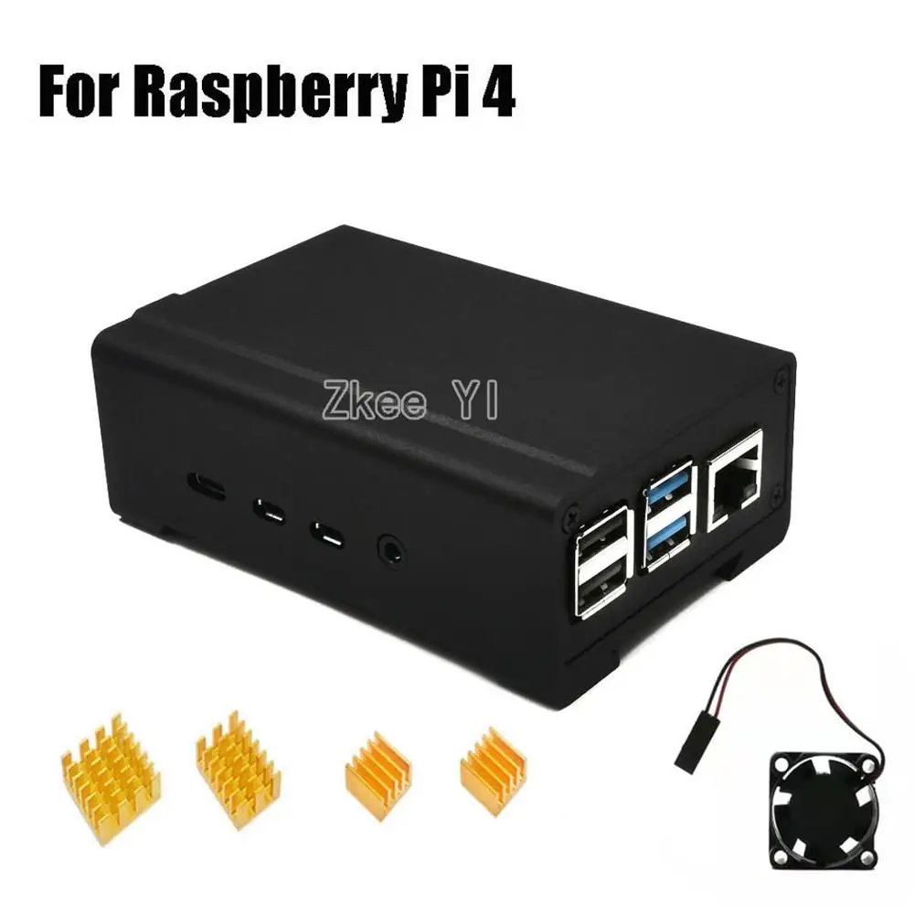 New Raspberry Pi 4 Aluminum Alloy Case with Cooling Fan and 4pcs Heatsinks for Model B | Компьютеры и офис
