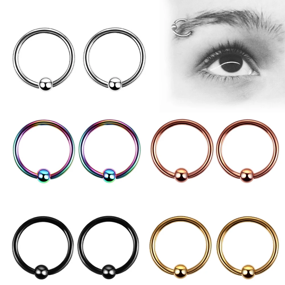 

1PCS Stainless Steel Steel Captive Bead Ring Ear Hoop Nose Ring Loop Ear Tragus Cartilalge Piercing Ring Body Jewelry Earring