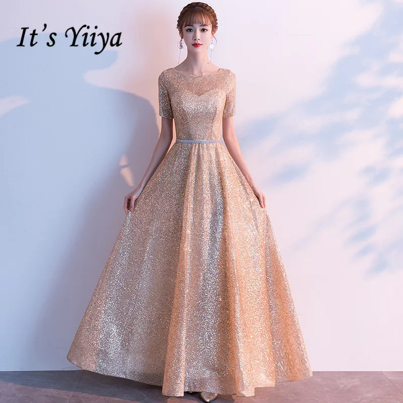 Женское вечернее платье It's Yiiya зеленое ТРАПЕЦИЕВИДНОЕ ПЛАТЬЕ с круглым вырезом