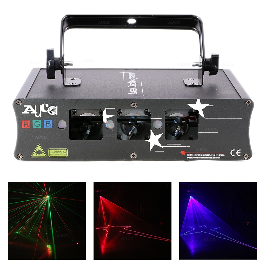 AUCD DMX один 3 объектива Красный Зеленый Синий сканирование луча и RGB пожарный червь решетки микс диско DJ вечерние шоу сценический проектор лазерные огни H-Q6