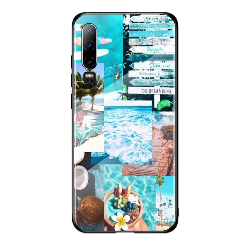 Морской пляж Закат светится для Huawei P40 P30 P20 P10 Pro Plus Lite 5G 2019 закаленное стекло