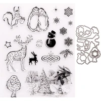 silicone rubber clear stamps cutting dies for scrapbooking stensicls chirstmas animals diy paper album cards embossing folder
