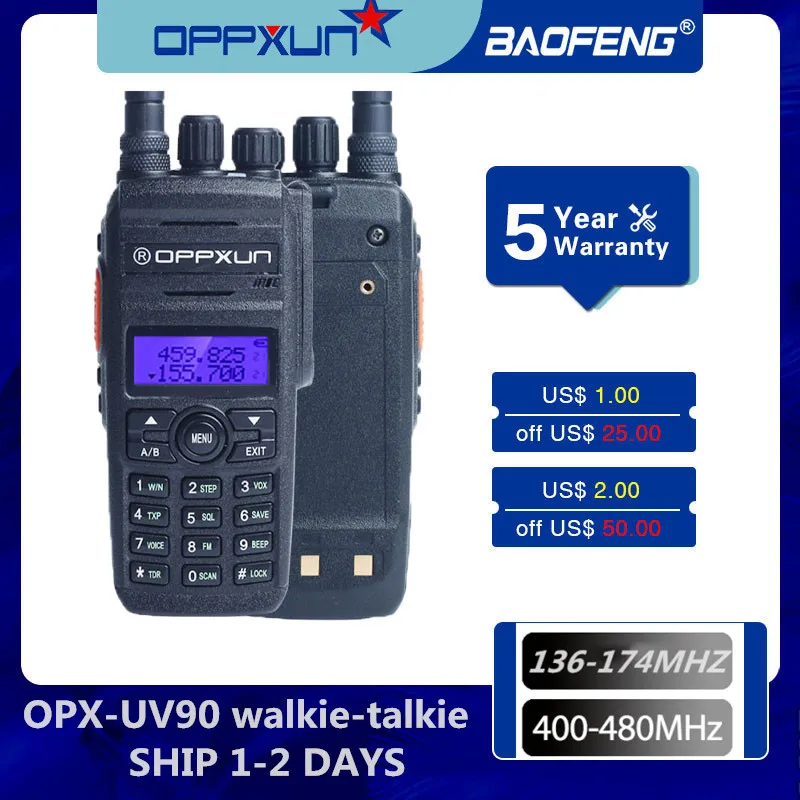

OPPXUN OPX-UV90 walkie-talkie waterproof IP68 portable ham station remote telex walkie-talkie 10W 15KM two-way car Cb radio UHF