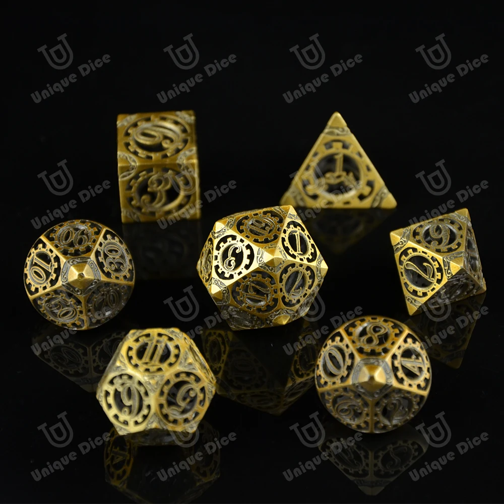 

DND role-playing game dice, steampunk series D4-D20 polyhedron suit, hollow pure copper plating process