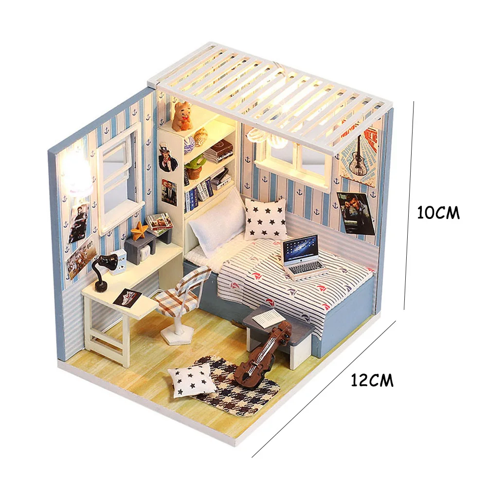 

DIY Cottage Handmade Dollhouse with Dust Cover Assembly Miniature Building Blocks Wooden Crafts 3D Doll House Children Gifts