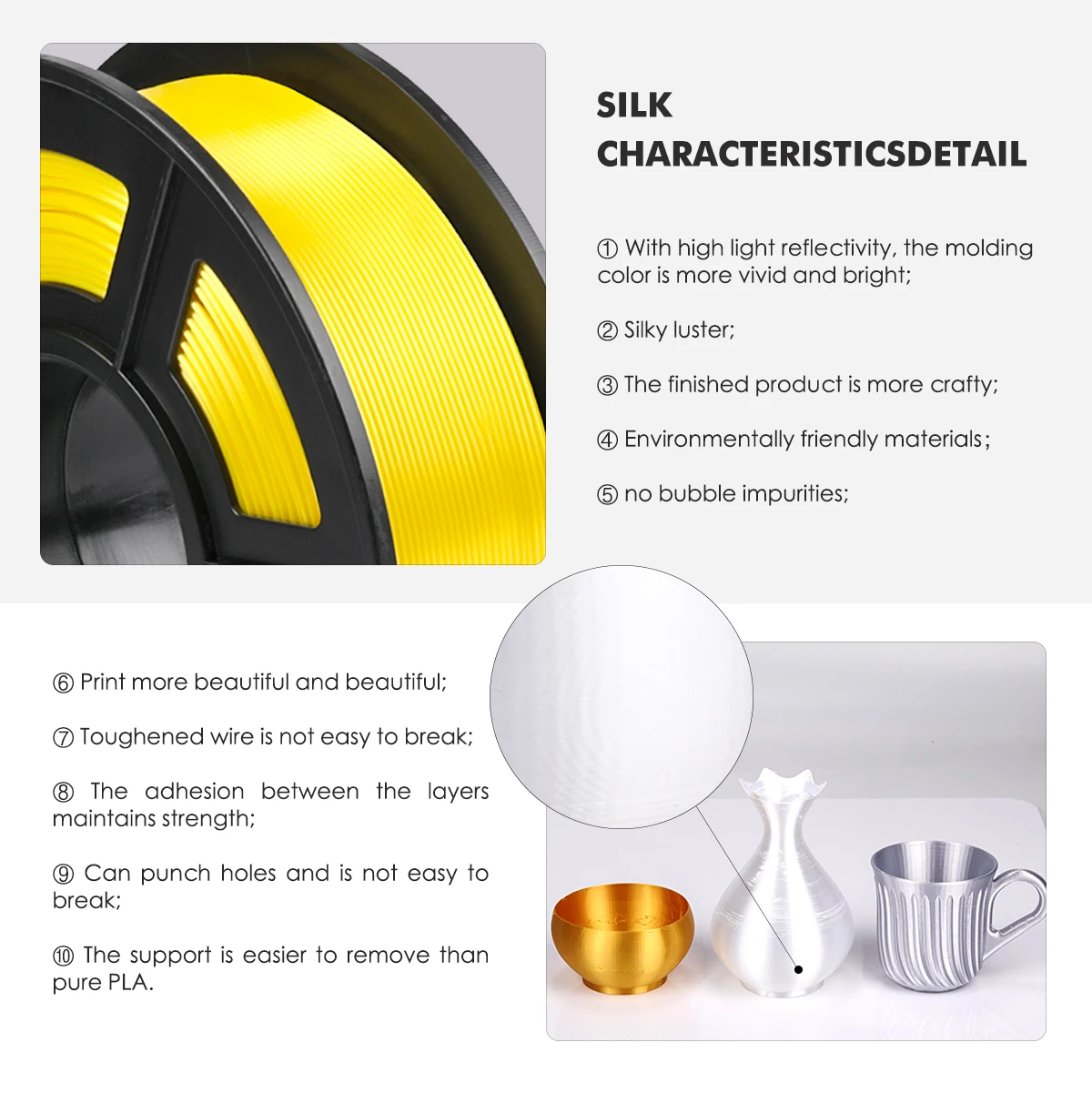 3D Printer Filament DIY SILK Yellow 1kg 2.2 lbs 1.75mm per roll for printing Refills | Компьютеры и офис