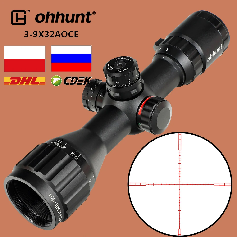 Компактный охотничий прицел ohhunt 3-9X32 AO оптическая сетка 1/2 с красной и зеленой