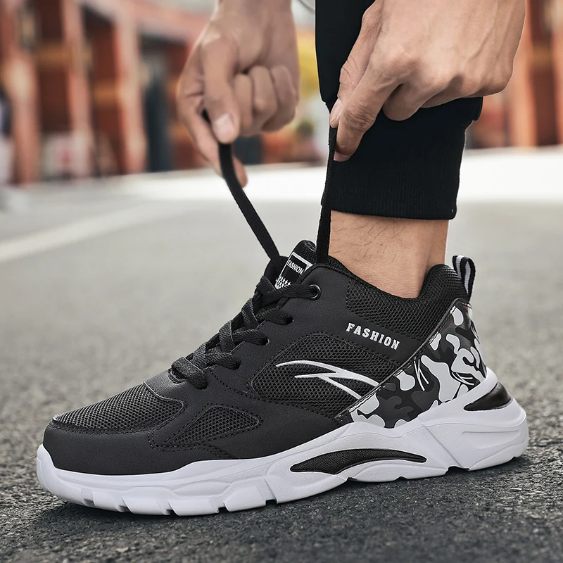 

Big Size Breathable Chunky Sneakers Men Sport Shoes Man Sports Shoes Men Running Sneakers Black Walking Athletic Brands D-1318