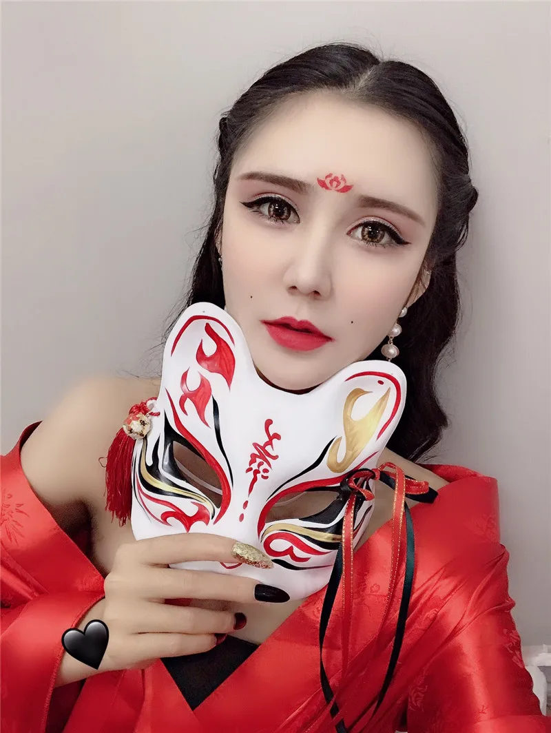 

Japanese Private Fox Mask Hand-painted Grandmaster of Demonic Cultivation Wei Wuxian Fox Mask Halloween Cosplay Photo Props
