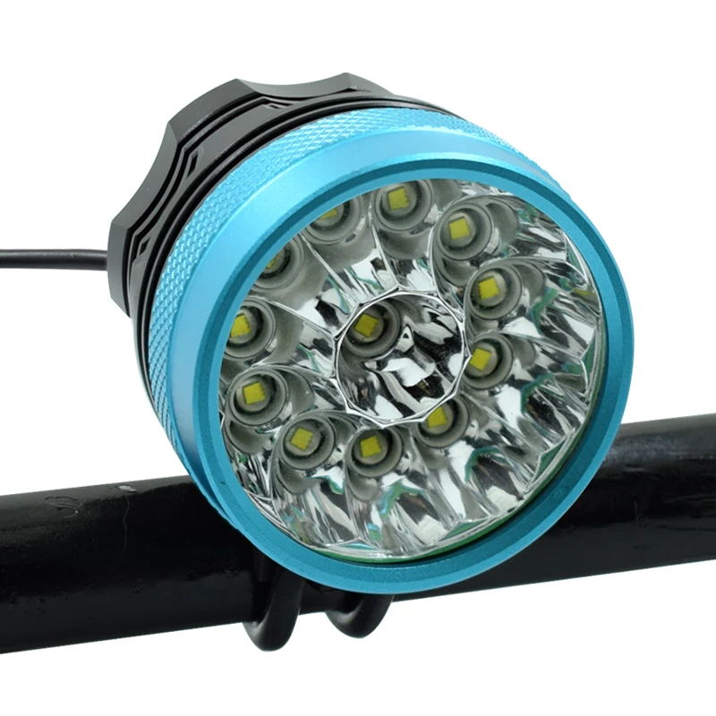 blue only light 12* XML-T6 светодиодный велосипедный передний светильник 2 в 1 велосипедный головной светильник водонепроницаемый 20000lm велосипедный налобный фонарь+ аккумулятор 9600 мАч+ зарядное устройство - Цвет: blue only light
