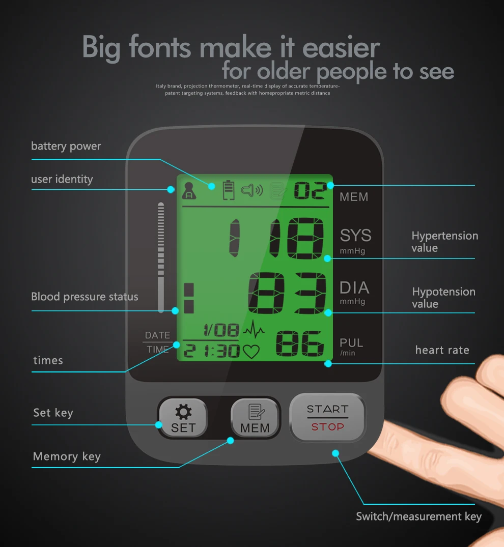 Сфигмоманометр KIUZOU тонометр для измерения артериального давления на руку
