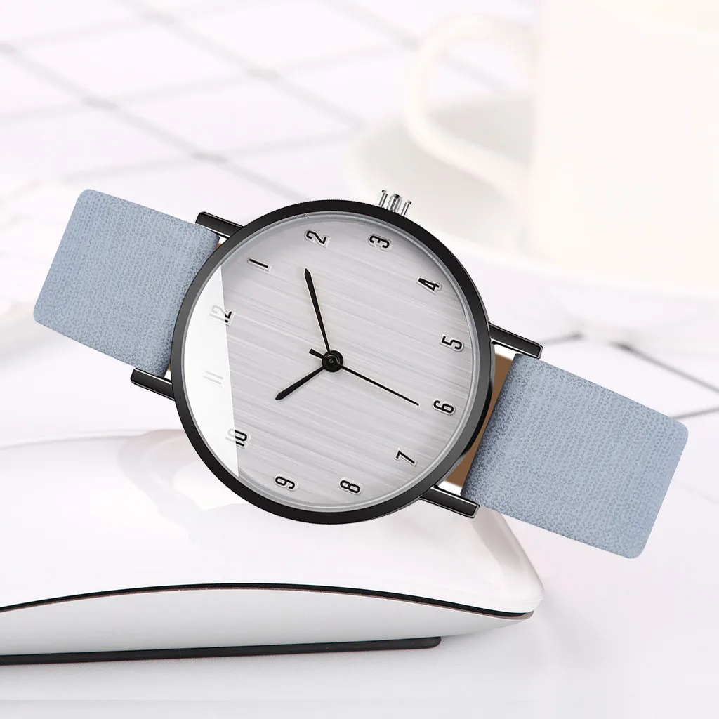 Элегантные и стильные круглые женские часы повседневные кварцевые с кожаным