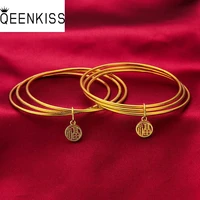 qeenkiss bt505 fine jewelry wholesale fashion woman girl mother birthday wedding gift three life 24kt gold bracelet bangle set