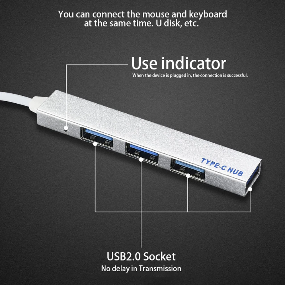 

4 Port 480M Splitter USB-C to USB 2.0 Type C HUB Converter OTG Adapter Cable for Macbook Pro iMac PC Laptop Notebook Accessories