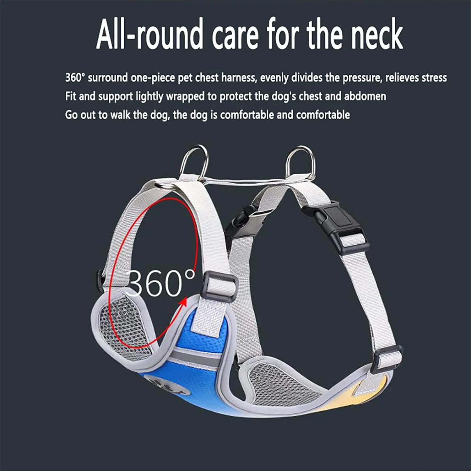 

Pet Chest Harness Gradient Color Reflective Breathable Adjustable Soft Padded Mesh Dog Vest Suitable For Large And Small Dogs