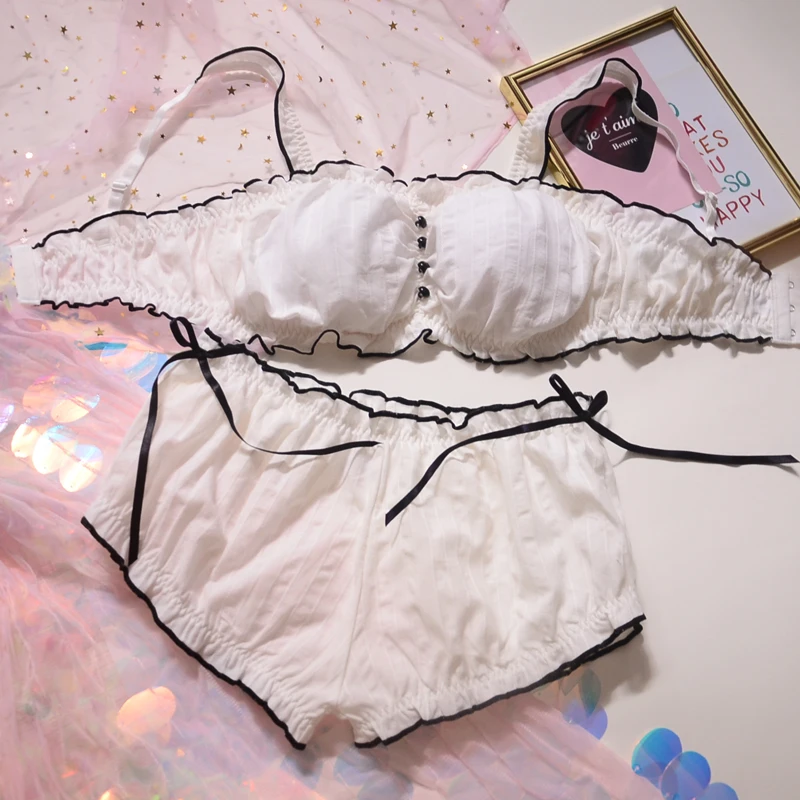 Комплект нижнего белья для молодых девушек хлопковый бюстгальтер с оборками и