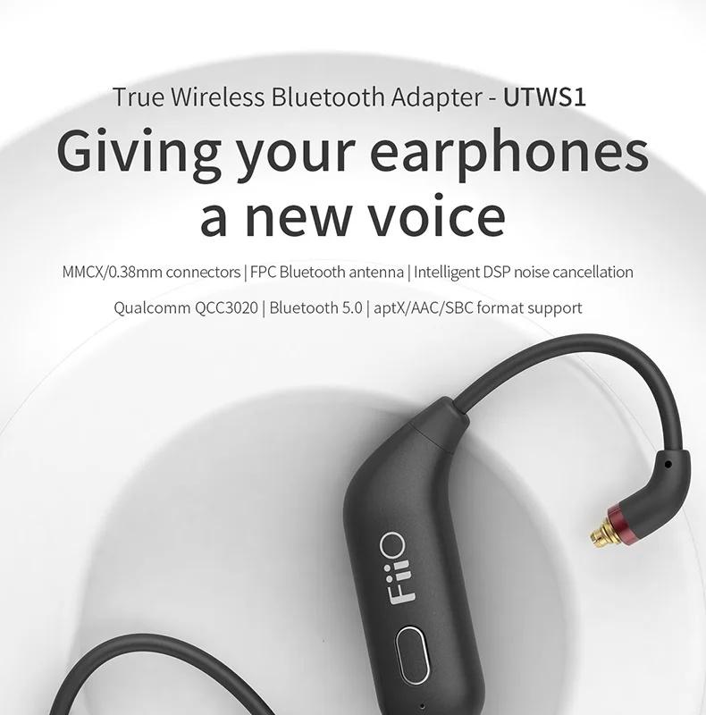 FiiO UTWS1 Bluetooth наушники 5 0 приемник HiFi AAC AptX SBC крючок для наушников-вкладышей MMCX