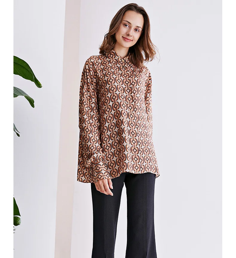 POKWAI 2020 женская мода 100% шелк блузки для весны длинный рукав цветочный принт