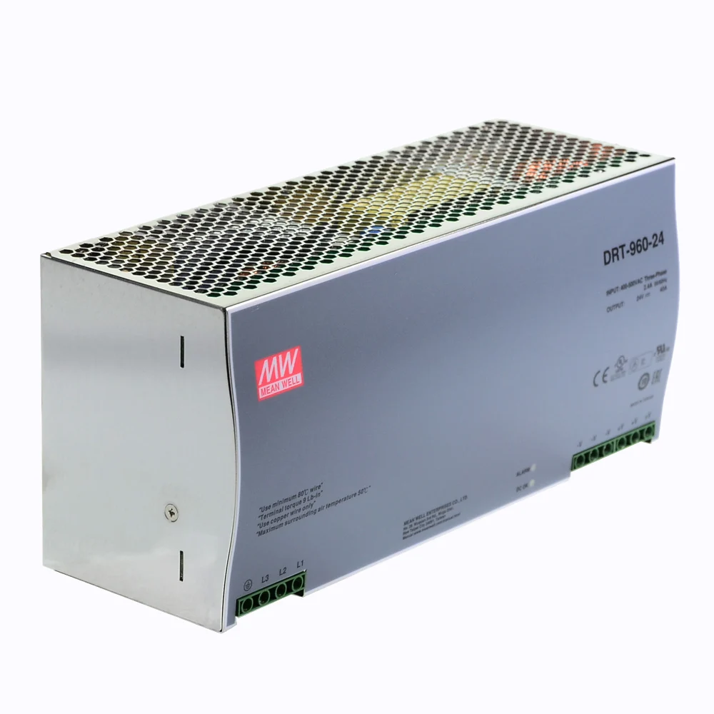 Mean Well DRT 960 24 meanwell DC В 40 А Вт трехфазный Промышленный источник питания на DIN