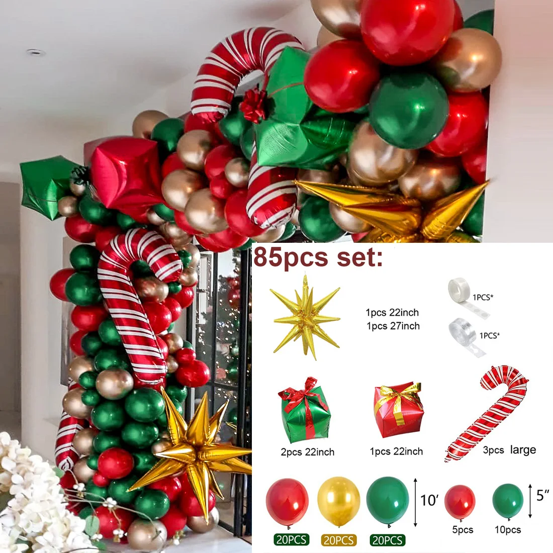 Рождественское украшение воздушные шары арка гирлянда золотой взрыв звезда из