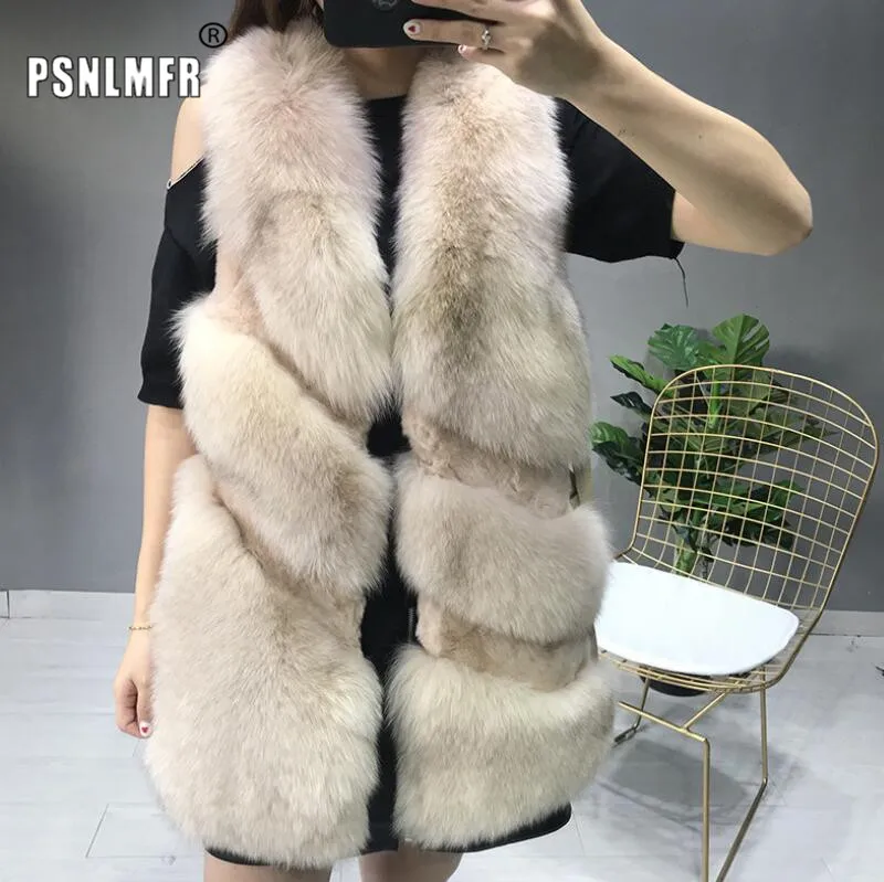 Натуральный Лисий мех жилет с Настоящий кролика для женщин Новое поступление 2020