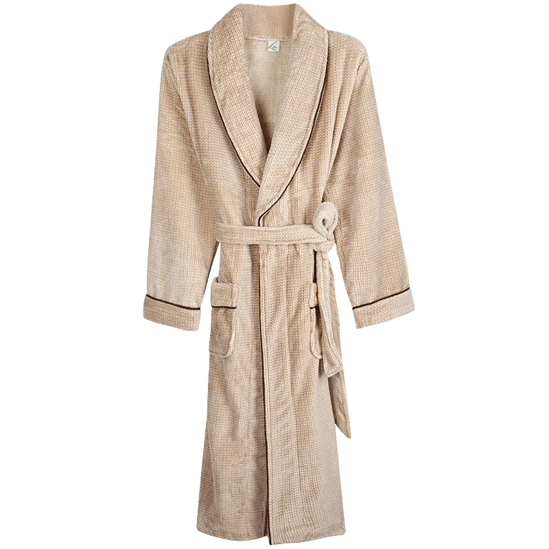

Flannel Robe Male Turndown Collar Thick Dressing Gown Peignoir Men's Bathrobe Autumn Winter Long Robe Mens Bath Robe Pajamas