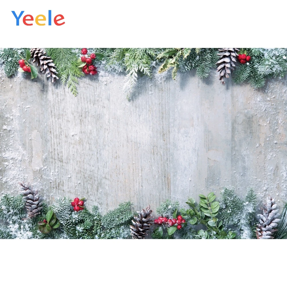 

Yeele Photophone For Christmas Pine Wooden Board Snow Winter Baby Background For Photography Photo Studio Props Photo Backdrops