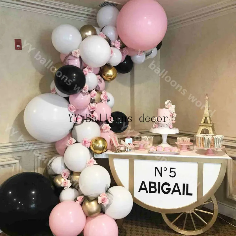 Adf01 арочный комплект Macaron серый розовый черный золотой Baby1st с днем рождения
