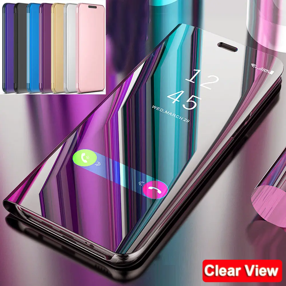 Умный зеркальный кожаный чехол для samsung Galaxy A7 2018 J4 J6 Plus Prime флип-чехол с подставкой