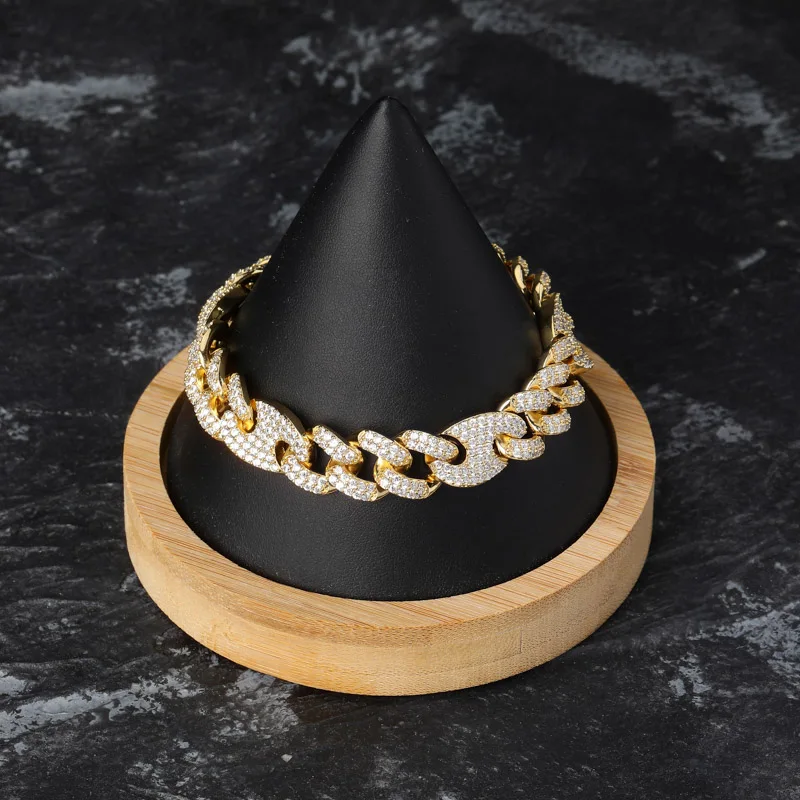 TOPGRILLZ 12mm Big Box Clasp Cubic Zircon Miami Cuban Link Bracelet Iced out Men's Hip hop Rock Jewelry AAA CZ Chain 7" 8" 9"