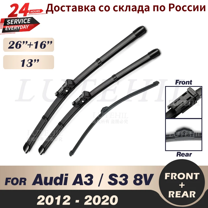 

Wiper Front & Rear Wiper Blades Set For Audi A3 / S3 8V 2012-2020 2013 2014 2015 2016 2017 2018Windshield Windscreen 26"+16"+13"