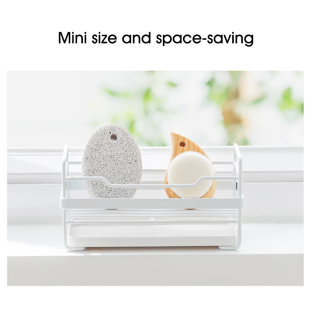

Kitchen Sink Sponge Holder Drying Rack Bottom Water Collecting Tray Removable Hollow Out Drainer Scrubbers Soap Storage Supplies