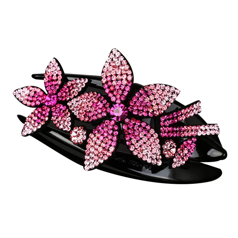 

Стразы, двойной цветок, зажим для волос, гибкий, прочный, ласточкин хвост, заколка для волос для женщин, Harpin MPwell