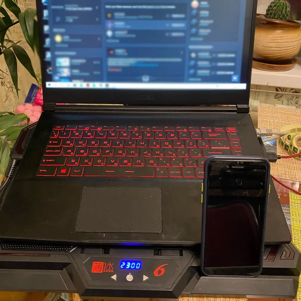 

Thin Ice Six Fan Touchpad Notebook Radiator 3 Fan Combination Modes High-speed Silent Fan Notebook Radiator