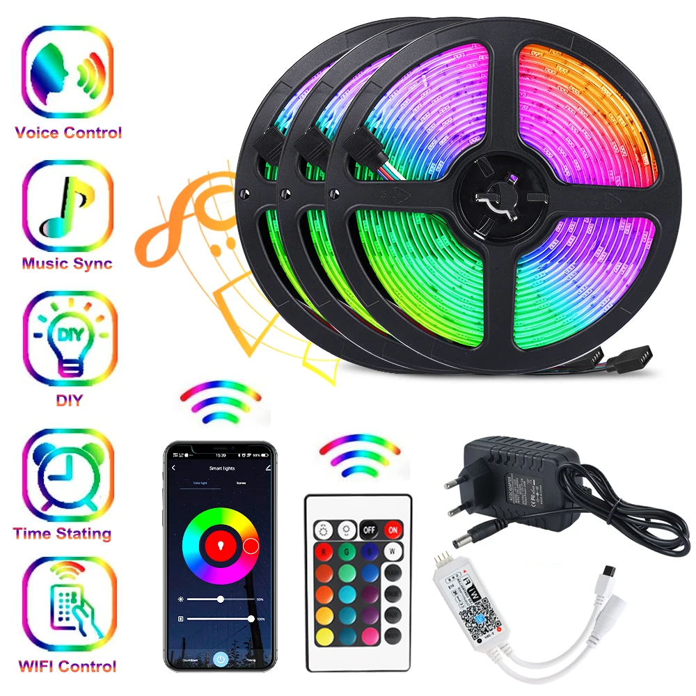 Светодиодная ленсветильник RGB 5050 с поддержкой Wi Fi и пультом ДУ|Светодиодные