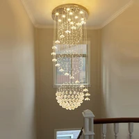 modern long staircase crystal chandelier lighting indoor lighting fixtures hanging lustre cristal loft chandelier lights