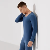 v neck mens cationic de plush traceless thermal underwear set thin frosted bottom autumn clothes youth wholesale
