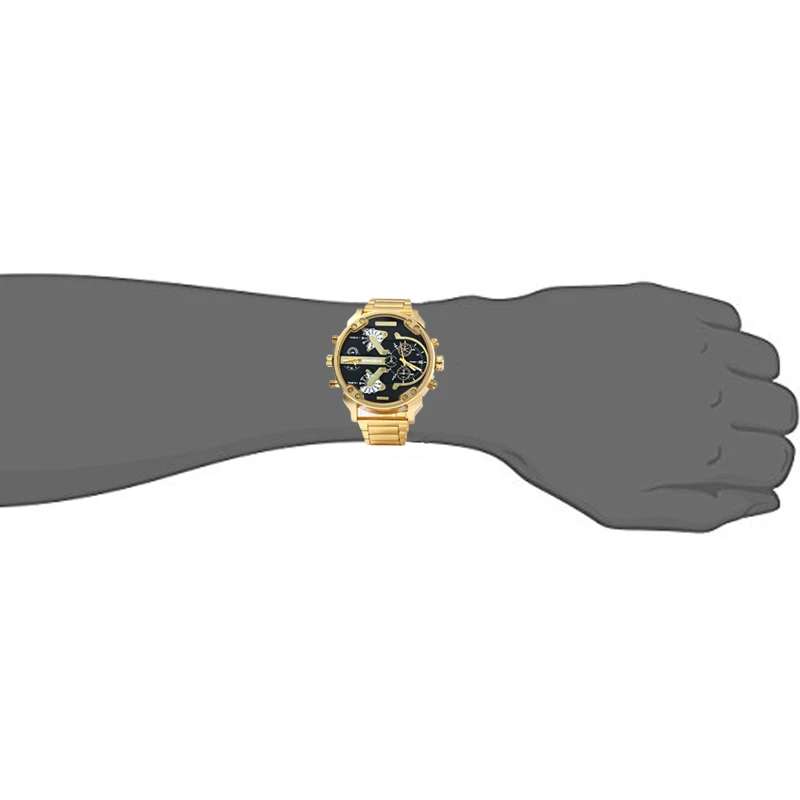 

Watch Men Luxury Golden Steel Watchband Men's Quartz Watches Dual Time Zone Military Relogio Masculino Casual Clock Man