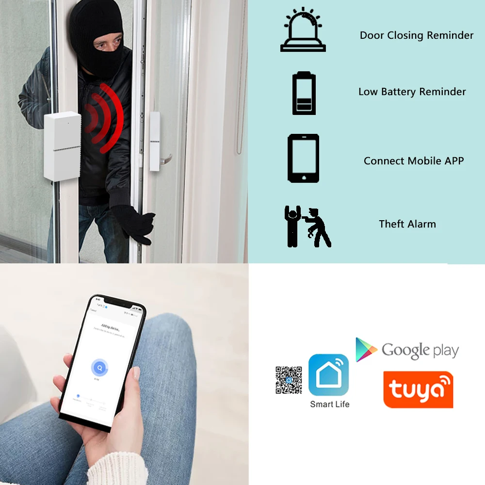 Tugard Tuya умный WiFi датчик для двери открытые/Закрытые детекторы поддержка Alexa Google Home