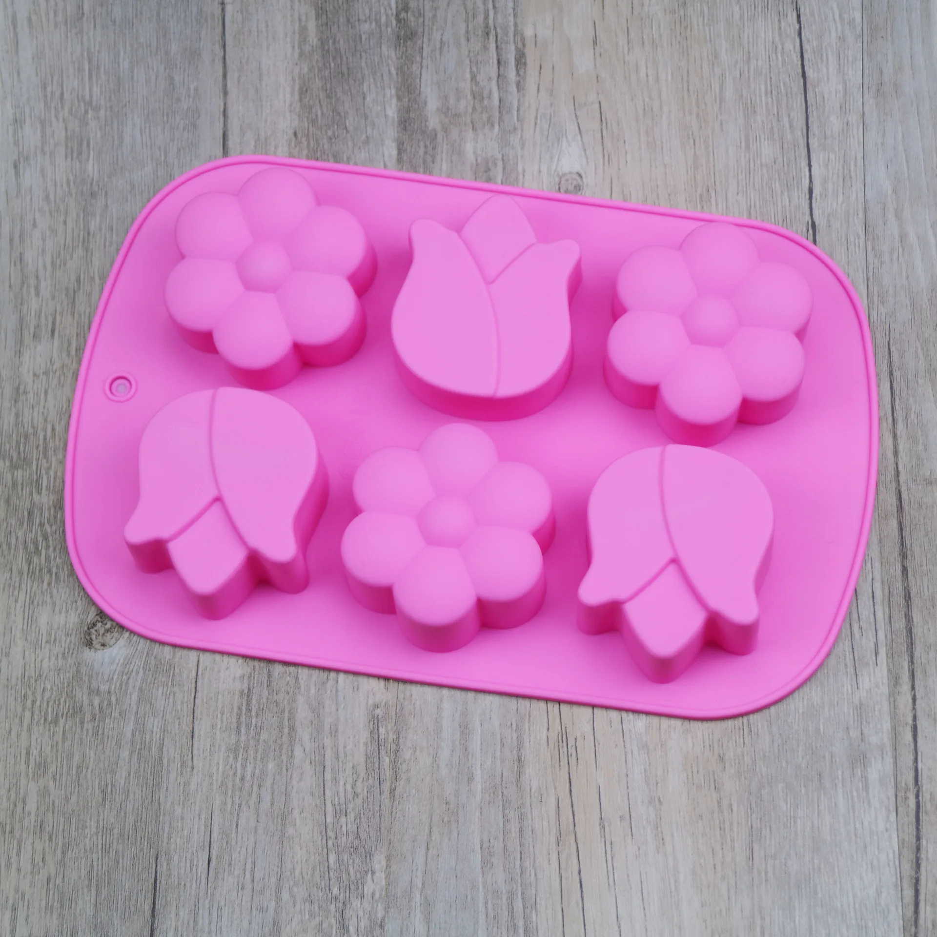 

Cookie Mould DIY Tulip Plum Cake Model Sunflower Pudding Handmade Soap Model Silicone Fortune Cookie Baking Tools C218