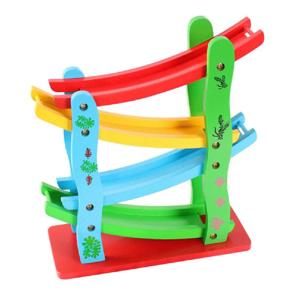 Деревянная 4-скользящая гоночная дорожка раздвижные автомобили Детские ручные