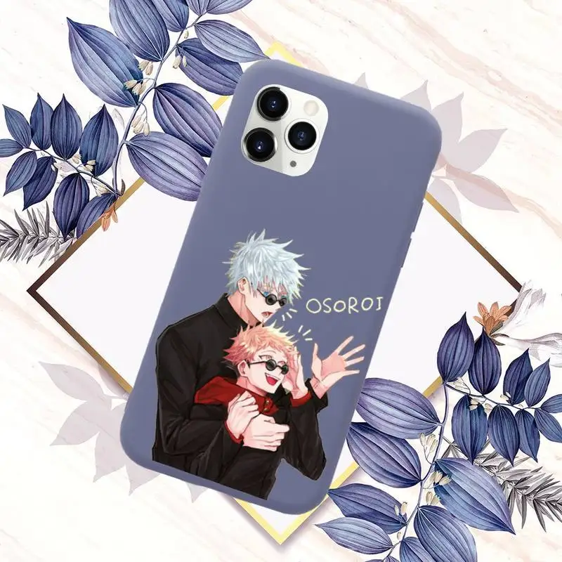 

Jujutsu Kaisen Satoru Gojo anime Phone Case Purple Candy Color for iPhone 11 12 mini pro XS MAX 8 7 6 6S Plus X SE 2020 XR