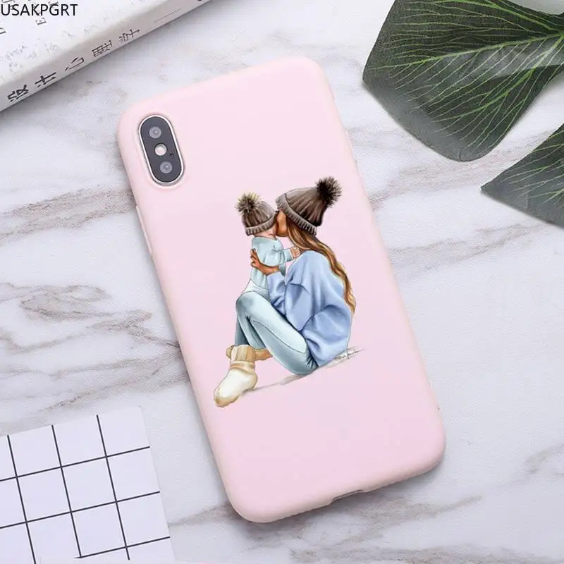 Модный семейный чехол для телефона Super Dad Mom Baby Girl iPhone 11 Pro Max X XR XS 8 7 6s Plus матовые