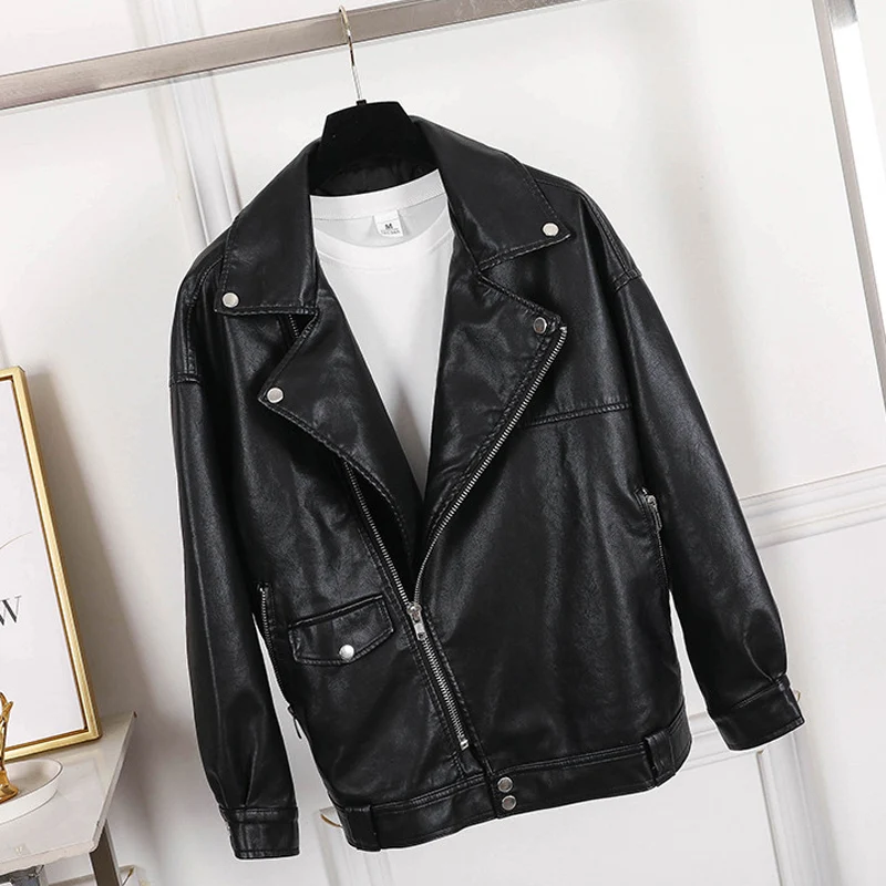 Куртка Sungtin женская из искусственной кожи Повседневная байкерская куртка