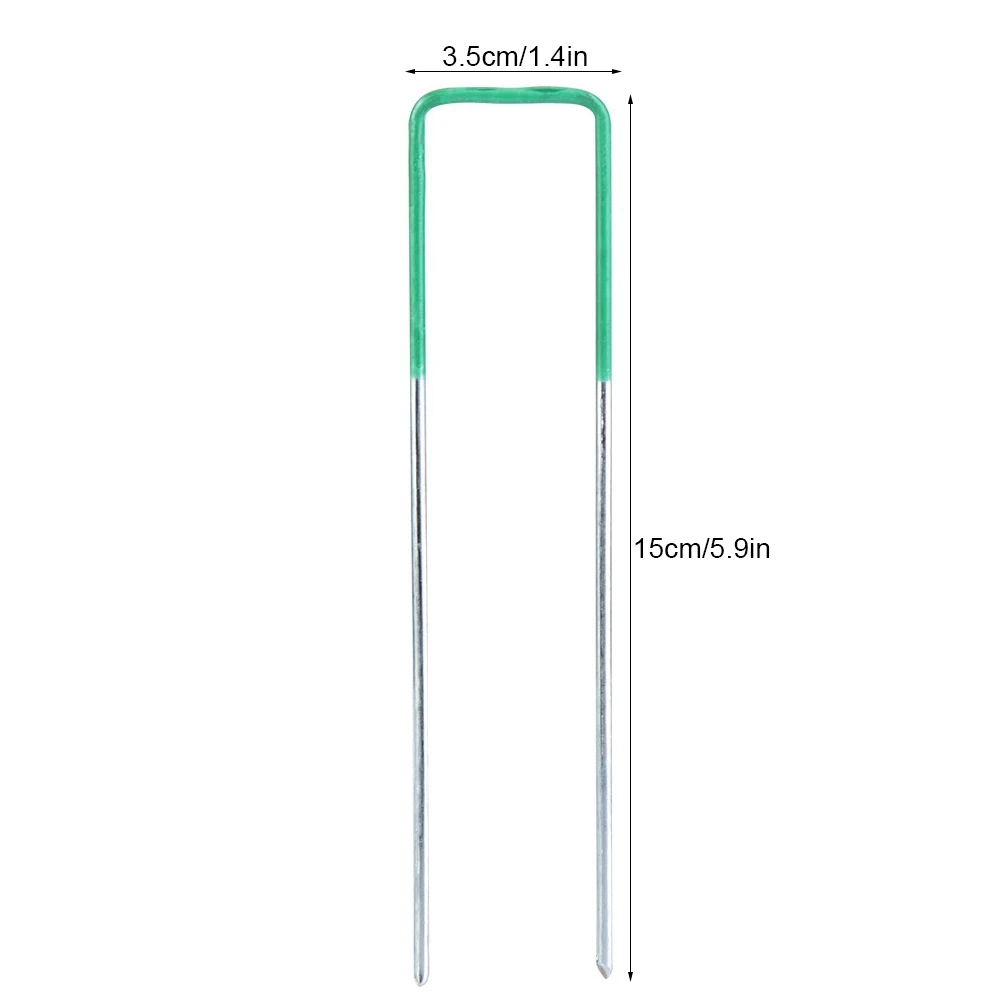 100 шт половинные зеленые искусственная трава газон U шпильки металлические